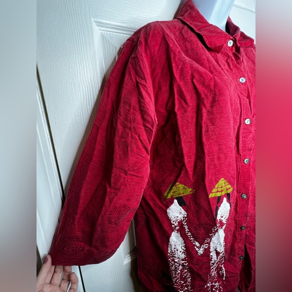 NWT Vtg Chico's 2 Large Silk Chinese New Year Asian Print Red Blouse Top 12 14 - Picture 14 of 15